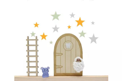 Tür der Zahnfee-Set - Magische Sterne und DIY-Spaß - Ein liebevoll zusammengestelltes Bastel-Set für den Zahnwechsel, das leuchtet, Freude macht und Kinderträume wahr werden lässt.