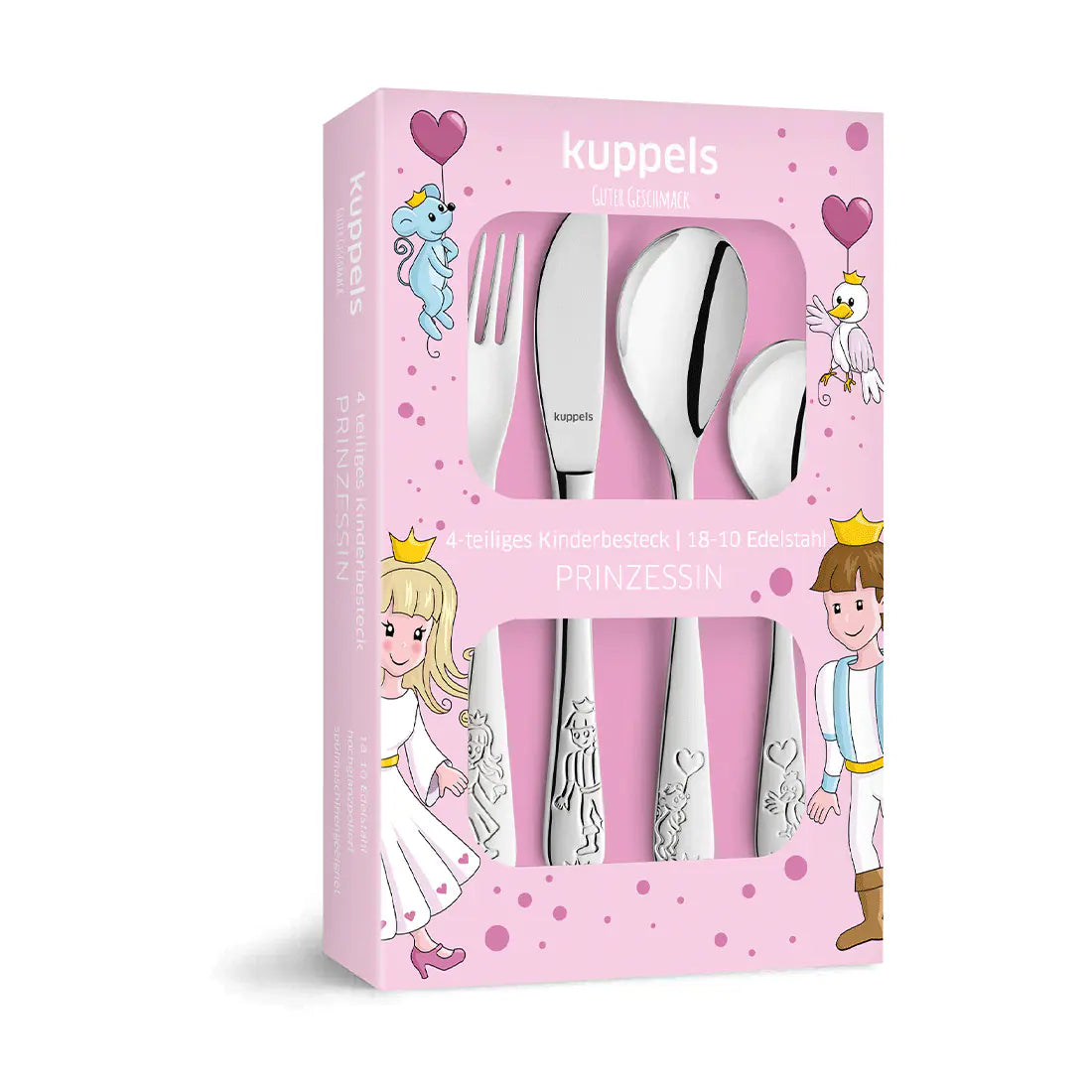 Personalisiertes Kinderbesteck mit Gravur | 4-teilig | Prinzessin